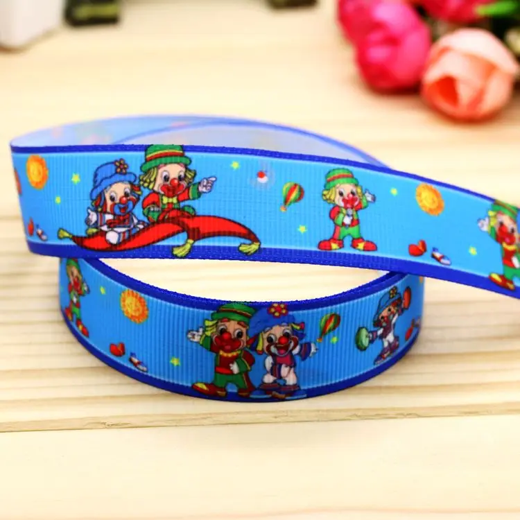 

7/8'' Free Shipping Clown Printed Grosgrain Ribbon Hairbow Headwear Party Decoration Diy Sewing Craft 22mm P5601