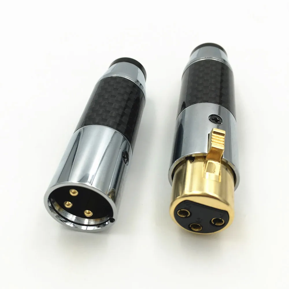 Фото 4 компл. Высокое качество углеродное волокно 3Pin XLR штекер + гнездо балансировочный 4 компл. Высокое качество углеродное волокно 3Pin XLR штекер + гнездо балансировочный
