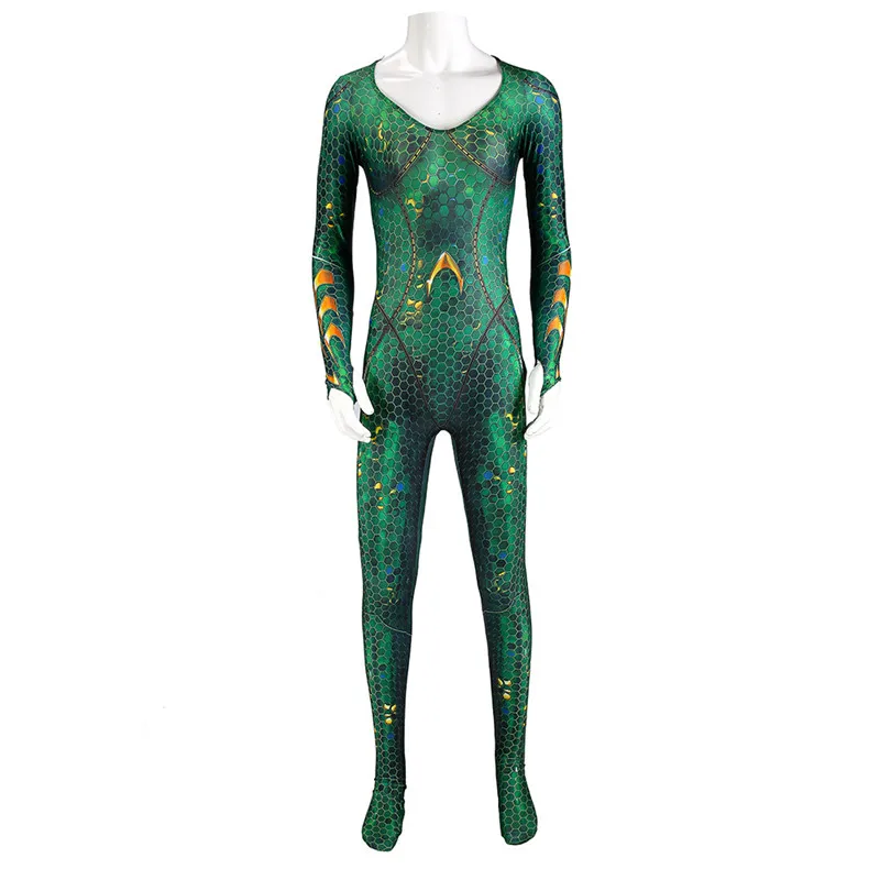 Зеленый Фильм Aquaman Mera Косплей Костюм Лига Справедливости сексуальный облегающий костюм женщины-кошки боди супергероя костюмы на Хэллоуин вечерние для женщин взрослых - Цвет: Зеленый