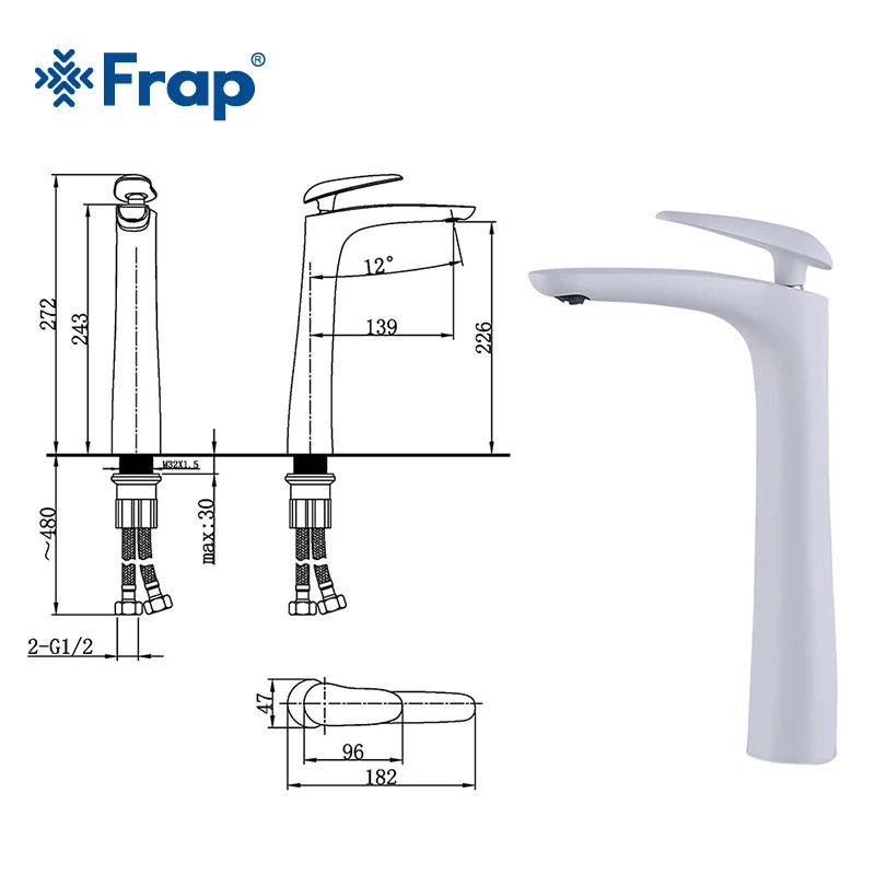 Frap 2018 Новый латунный высокий белый спрей краска для ванной бассейна кран