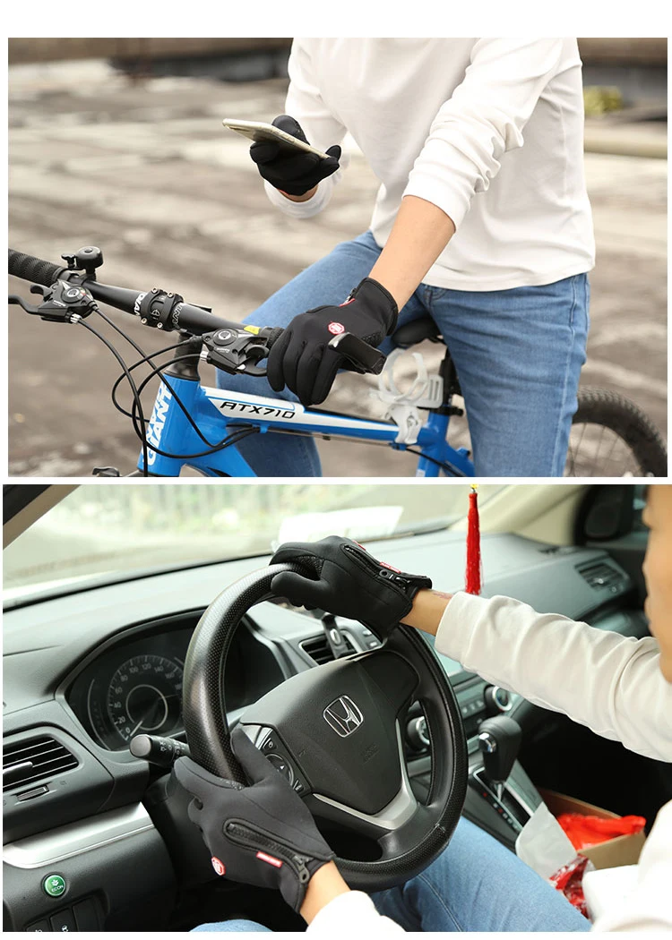 Motorcycle Touch Screen Heated Leather Hand Gloves Winter Racing Windproof Waterproof Warm Unisex Man Women Anti-slip Glove