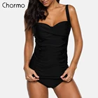 Charmo Женский комплект из двух предметов танкини женский винтажный купальник сплошной цвет костюм ретро бикини винтажный крест купальники купальный костюм