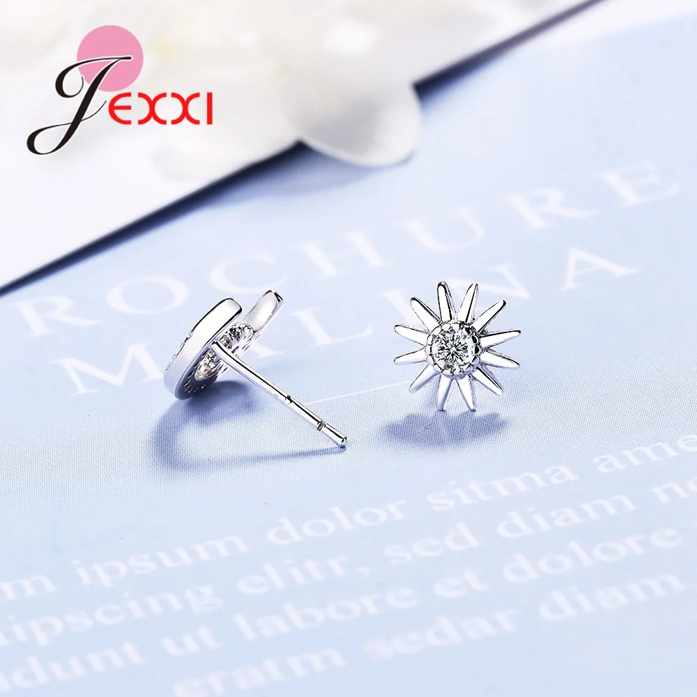 Массивные серьги гвоздики в виде Луны из стерлингового серебра 925 пробы