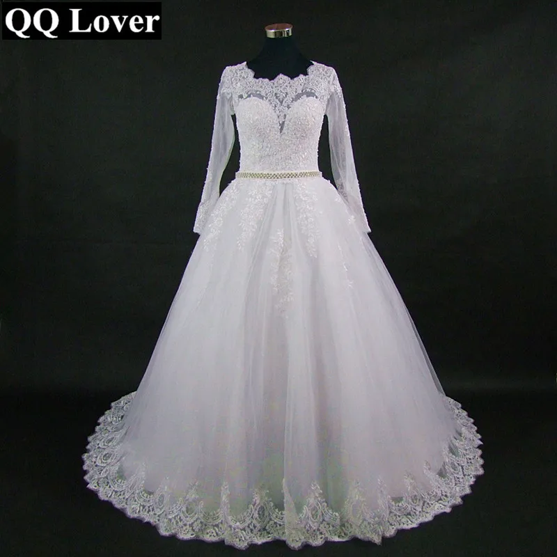 Женское свадебное платье с длинным рукавом QQ Lover кружевное открытой спиной 2019 |