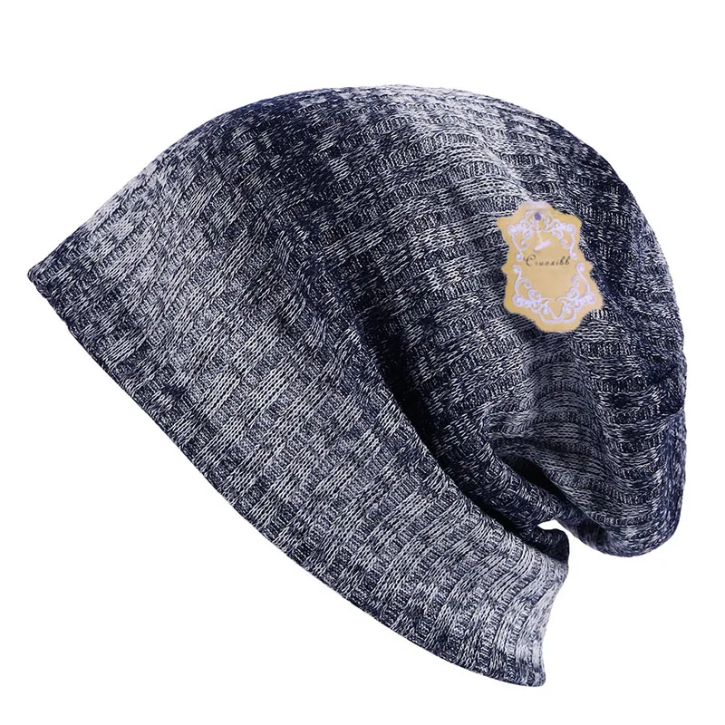 Мужские шапки с градиентом CRUOXIBB брендовые вязаные высокого качества на осень и