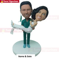 surgical nurse personalized wedding cake topper doctor bobble head doctor wedding cake topper groom holding bride surgical docto