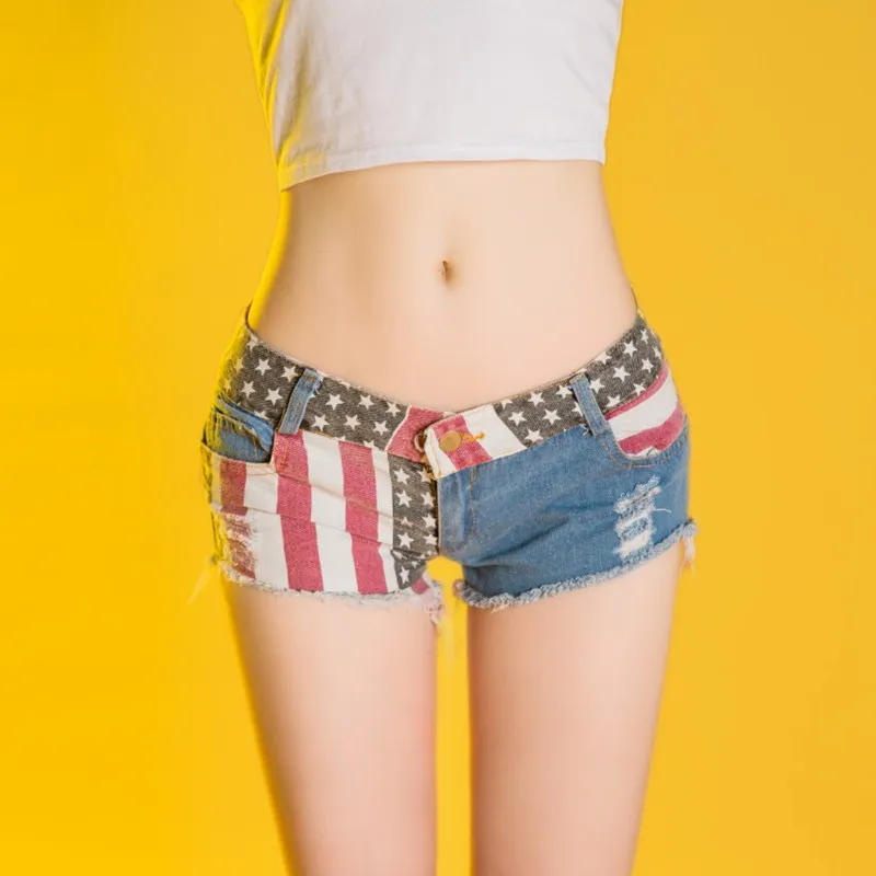 Летние популярные женские джинсовые шорты Низкая Талия Короткие джинсы с