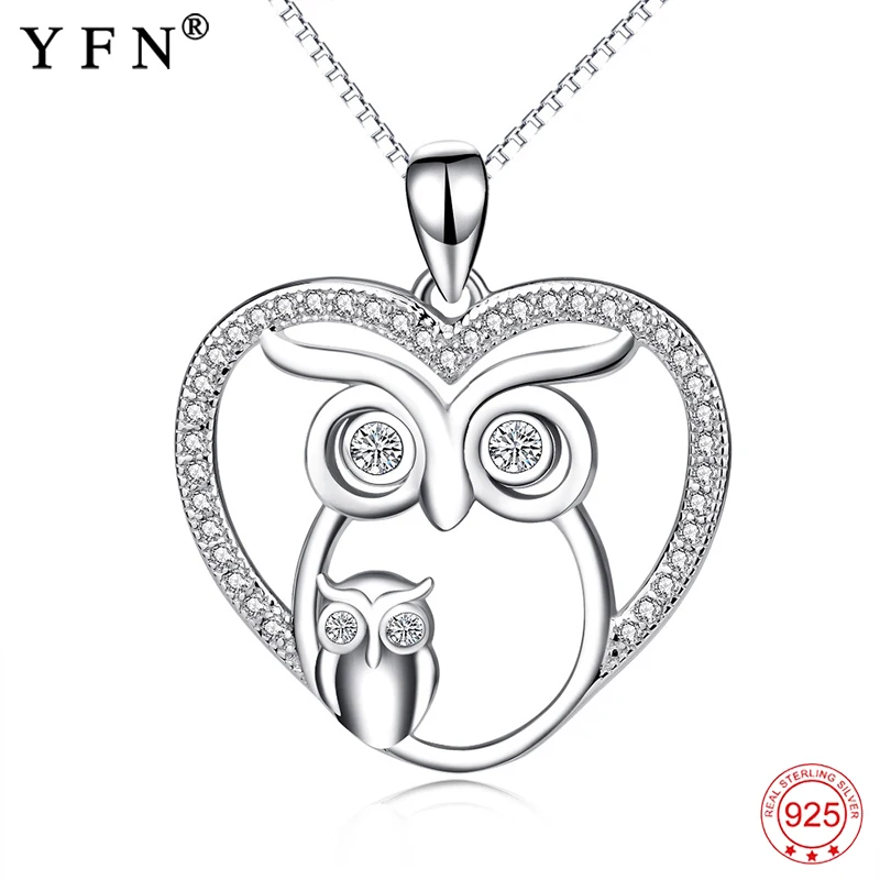 Женское колье из серебра 925 пробы с подвесками в виде совы|heart pendant necklace|necklace