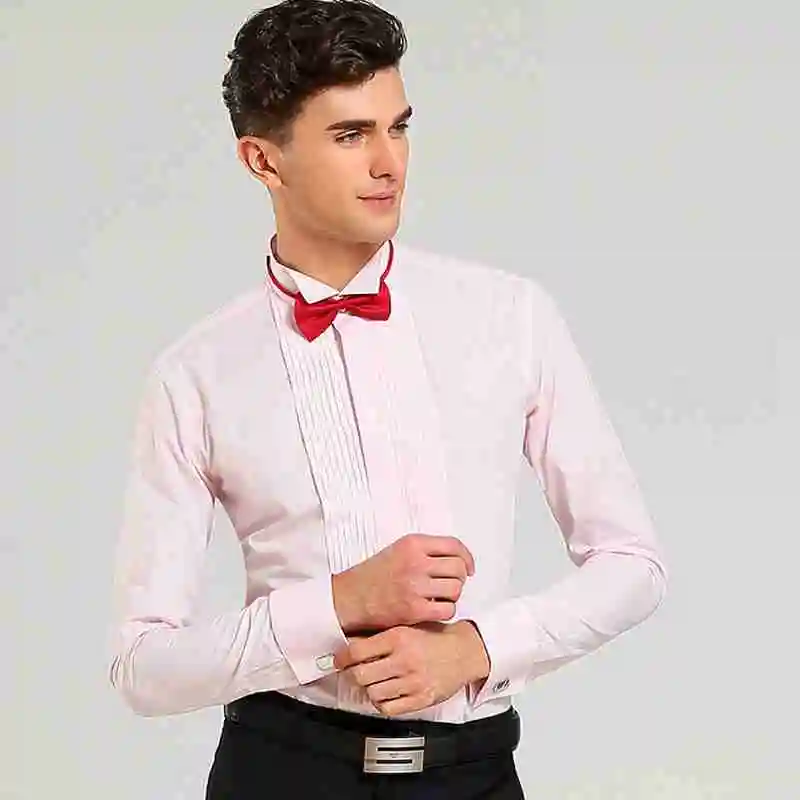Новая мода Новый 2017 Для мужчин рубашка модного бренда смокинг свадебные рубашки