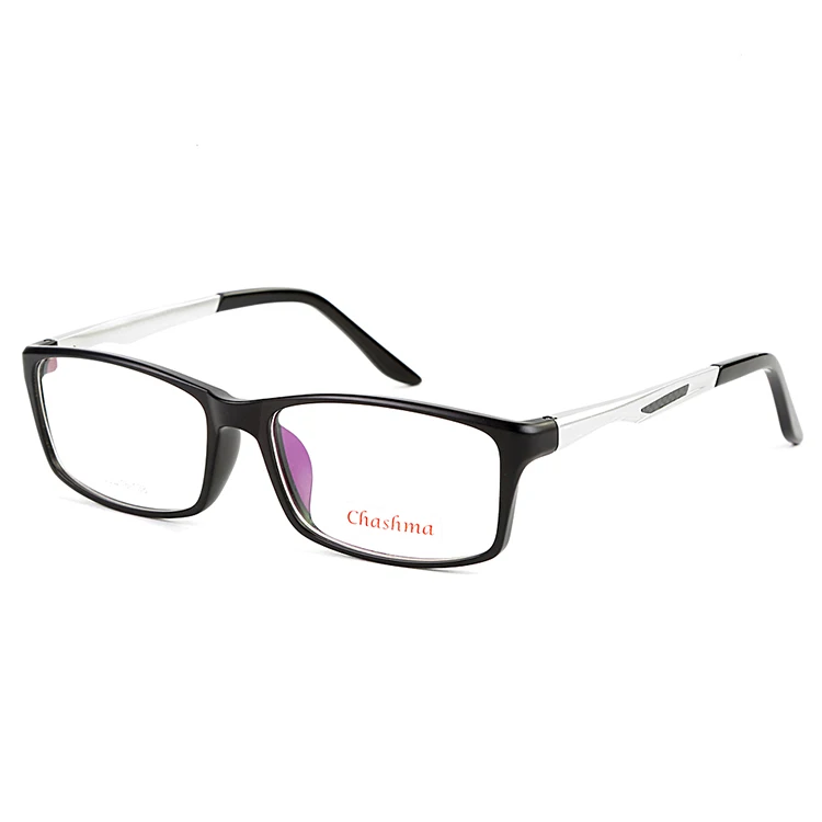 Бренд Chashma TR90, оправа из алюминия и магния, весенние петли, модные полноразмерные очки, спортивные стильные оправы для очков для мужчин - Цвет оправы: Black and Silver