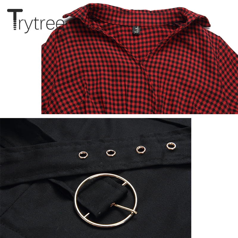 Комплект из жилетки и платья Trytree женский в клетку для офиса| |