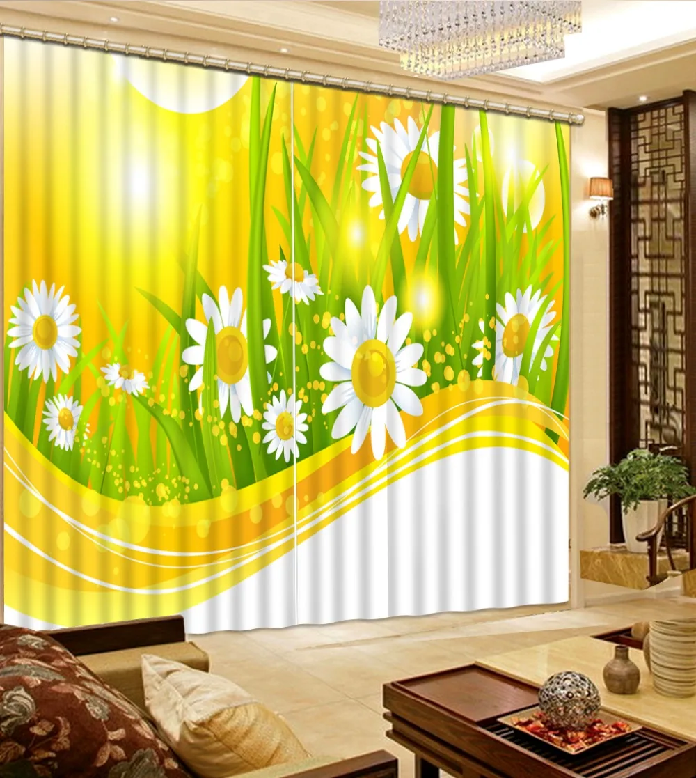 

3d Curtains Children's cartoon daisy sunshine 3d Curtains Blackout for Living Room Kids Bedroom Fabric modern living room