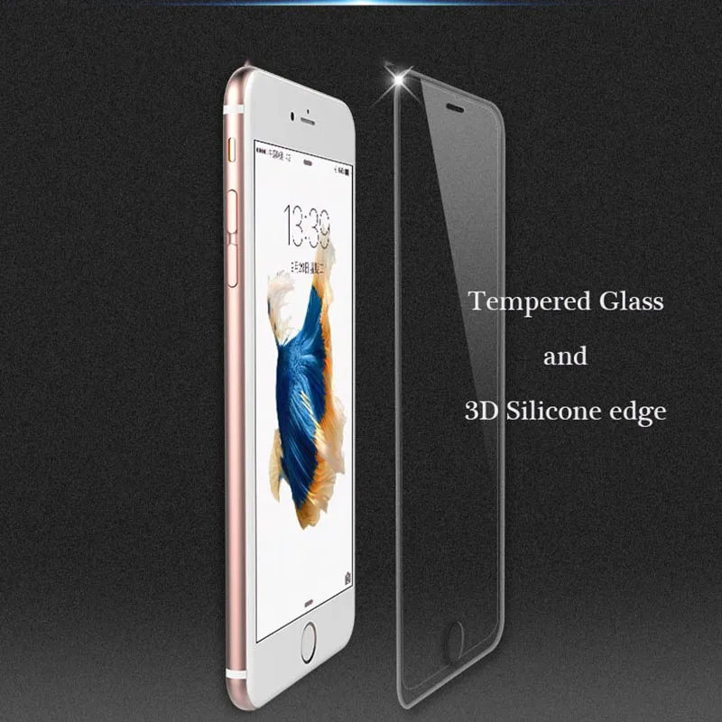 3D 9 H закаленное стекло полное покрытие силиконовый край изогнутый экран для Apple