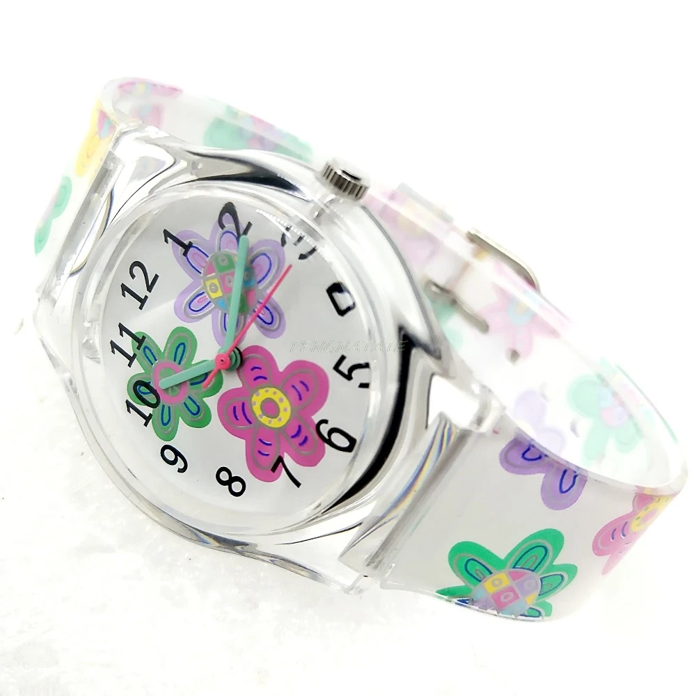Женские Водонепроницаемые часы с цветочным циферблатом и силиконовым ремешком |