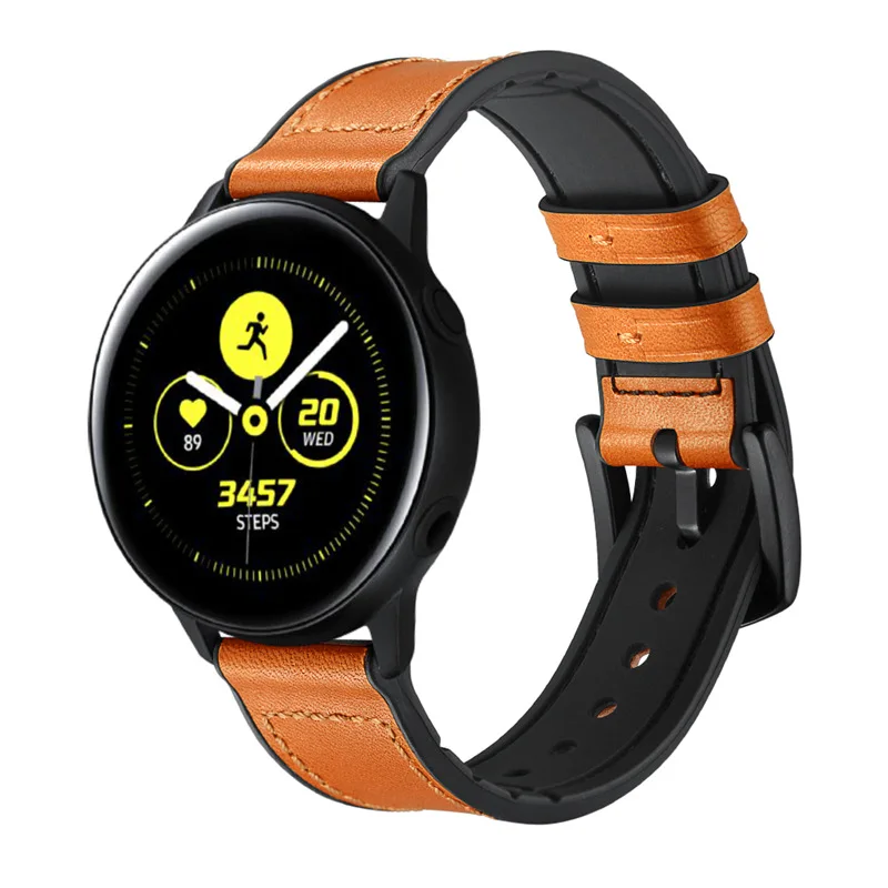 20 мм винтажный кожаный силиконовый ремешок для samsung Galaxy Watch 42 мм Active 2 gear S2 классический спортивный ремешок для Amazfit Bip