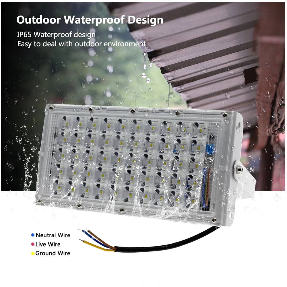Светодиодный прожектор светильник 50W 220V IP65 Водонепроницаемый открытый светодиодный Светодиодный уличный прожектор лампа сада квадратные потолочные светильник