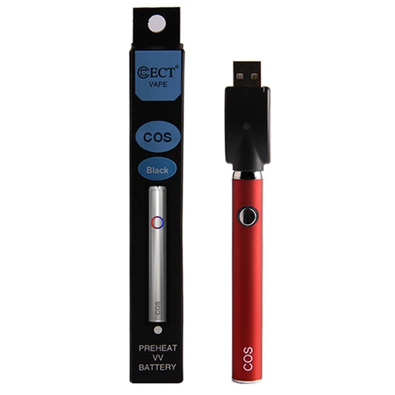 Cos твист предварительного нагрева VV батарея eCig 450 мАч 510 нить Evod для толстого масла Vape Картридж Комплект Rda Rta - Цвет: Красный