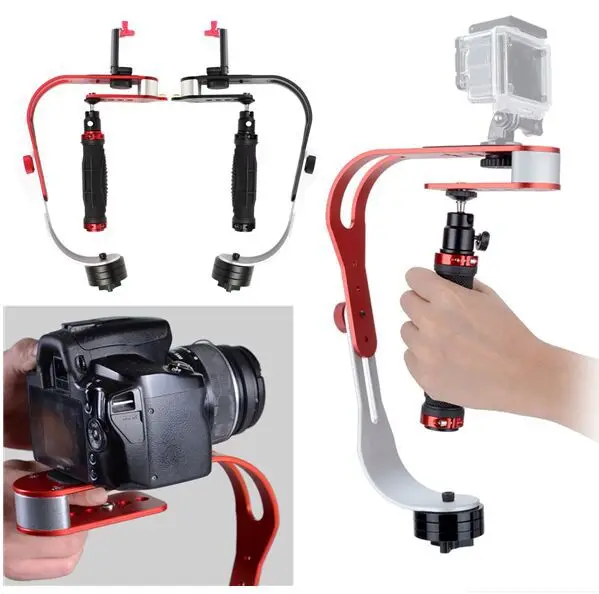 

Simple Red Black mate Handheld Stabilizer Micro Single Mobile Tripod Heads for Canon Nikon Sony Pentax SLR DV GoPro XIAOYI