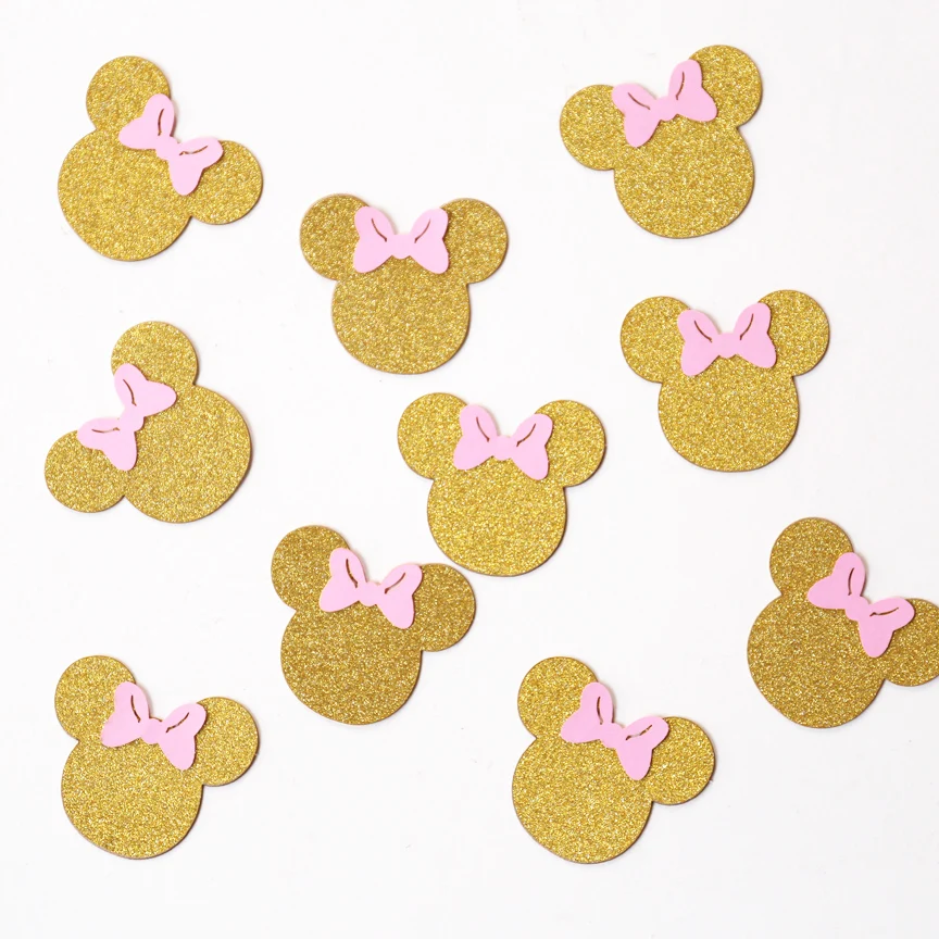

Mouse Confetti,glitter gold and pink party decor, Mouse table decor,gold confetti,