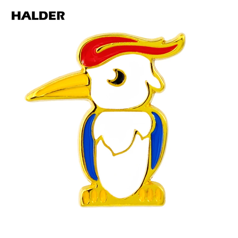 BR0035 HALDER модные Мультяшные полые броши в виде дятла милая птица на эмали булавка