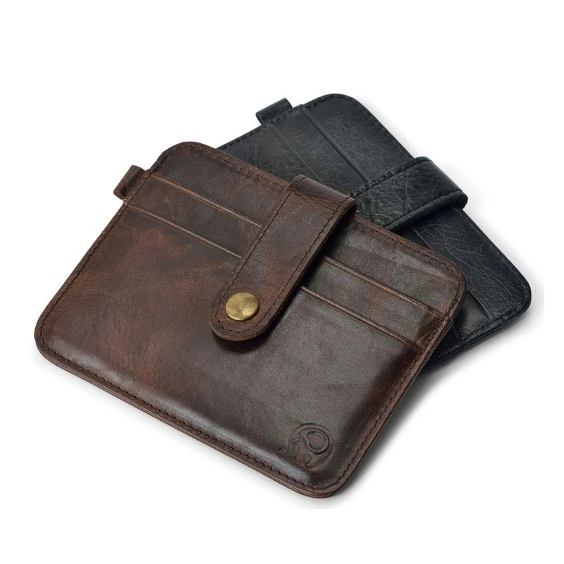 Тонкий держатель для кредитных карт из 100% воловьей кожи мини кошельки ключей