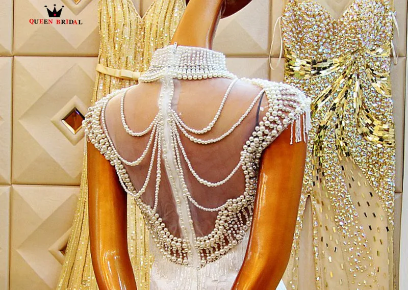

Mermaid Fullfy Tulle Lace Crystal Pearls Sexy Formal Wedding Dresses 2021 Real Photo Luxury Wedding Gown Custom Made XH61
