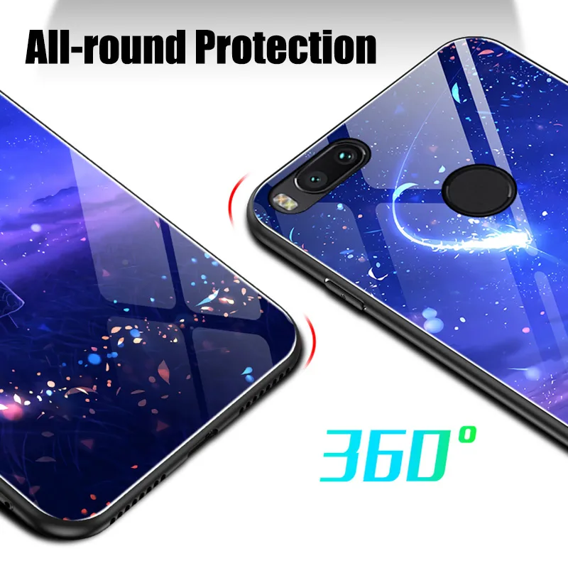 Светящийся чехол для Xiaomi Mi A2 Lite A1 9 H из закаленного стекла мягкий задней панели с