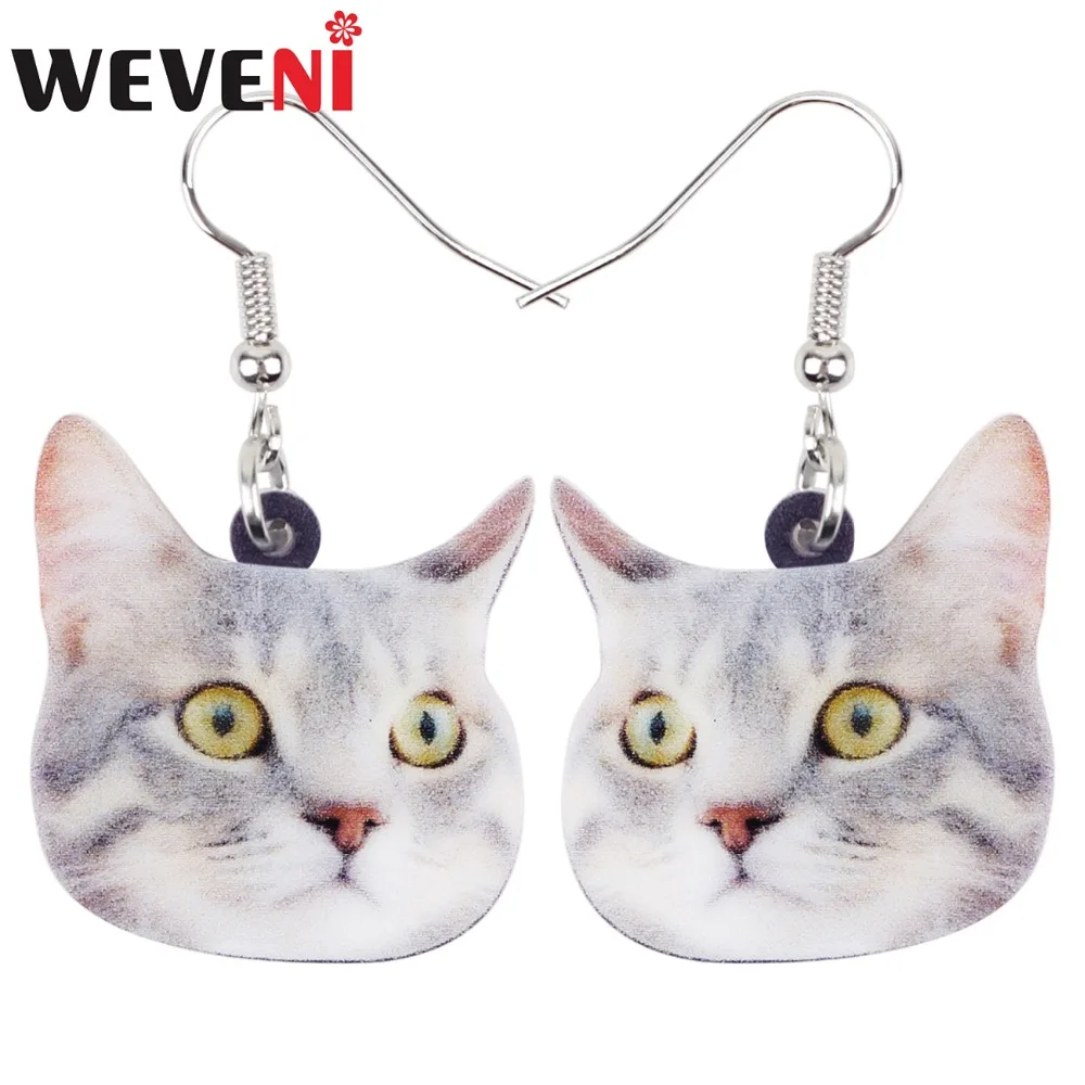 Аксессуары WEVENI для женщин акриловые серьги с котенком и котом вечеринок длинные
