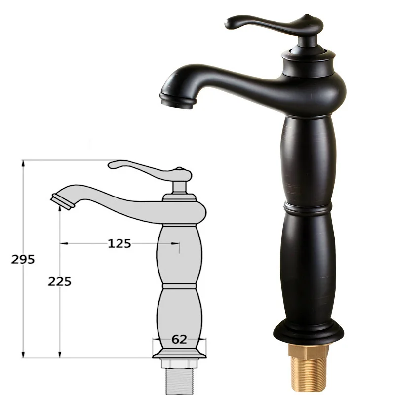 

Oil Rubbed Bronze Bathroom Basin Faucet Brass Single Handle Water Tap Black Antique Bathroom Sink Tap Water Faucets Deck Mounted