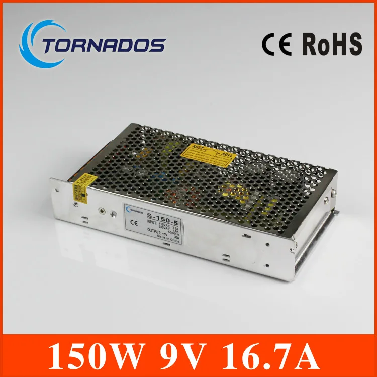 Бесплатная доставка DC 9V 16.7A 150W одиночный выход импульсный источник питания для