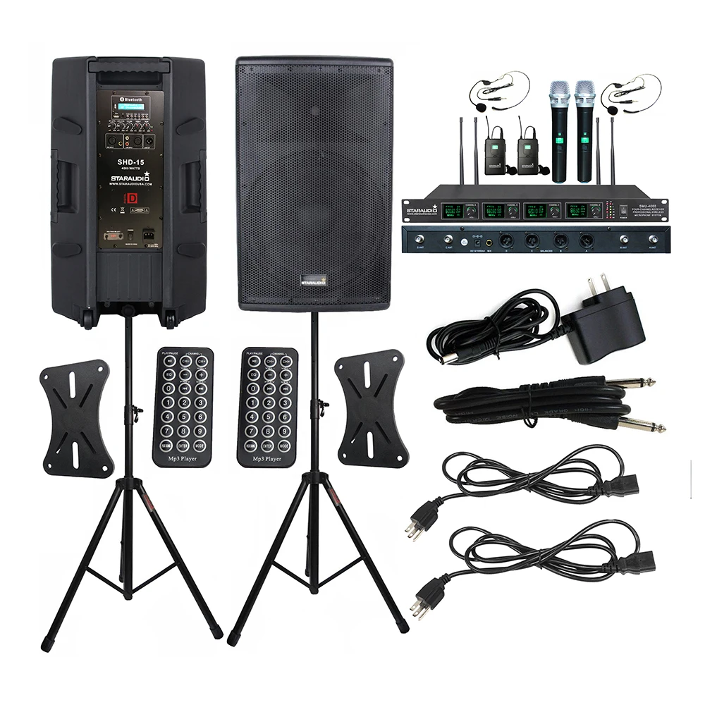 STARAUDIO пара 15 &quot4000 Вт работает DJ BT USB Динамик s активная акустическая вечерние