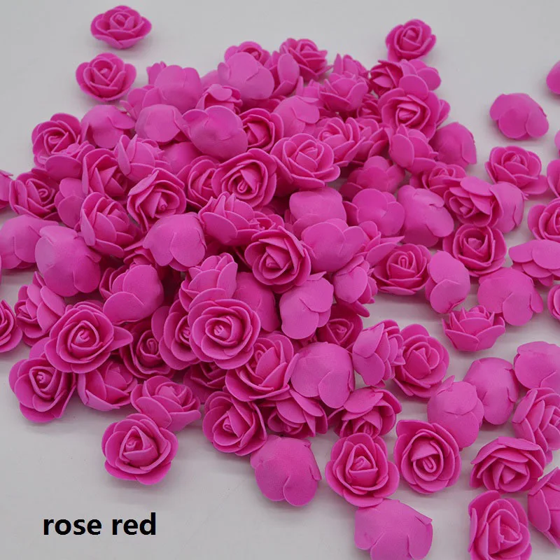 rose red 100 головок мини ПЭ Пена Розы Искусственные цветы для свадьбы дома ручной работы цветок венок украшения плюшевый медведь розы цветок - Цвет: rose red