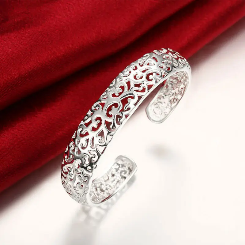 Винтажный и роскошный открытый цветочный Ловец снов из серебра Открытый браслет