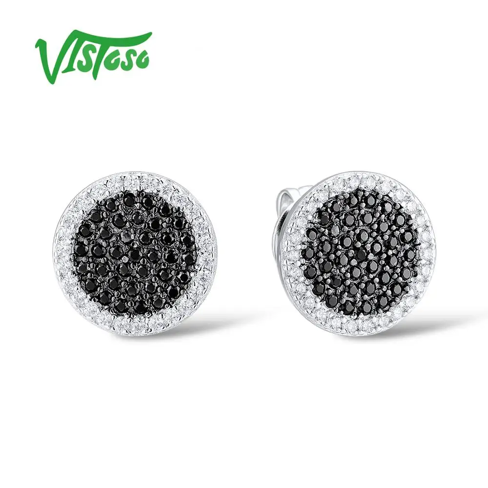 Серьги гвоздики из стерлингового серебра VISTOSO ювелирные украшения Черный