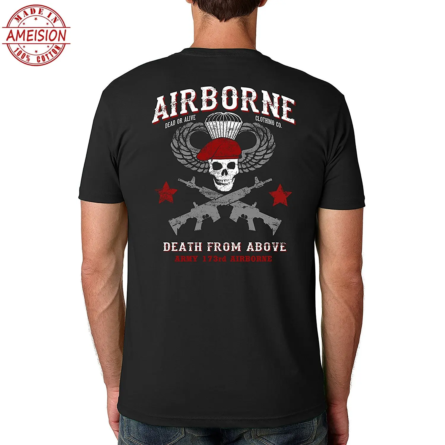 2019 Новая Летняя мужская футболка Airborne ARMY 173RD AIRBORNE хлопковая с коротким