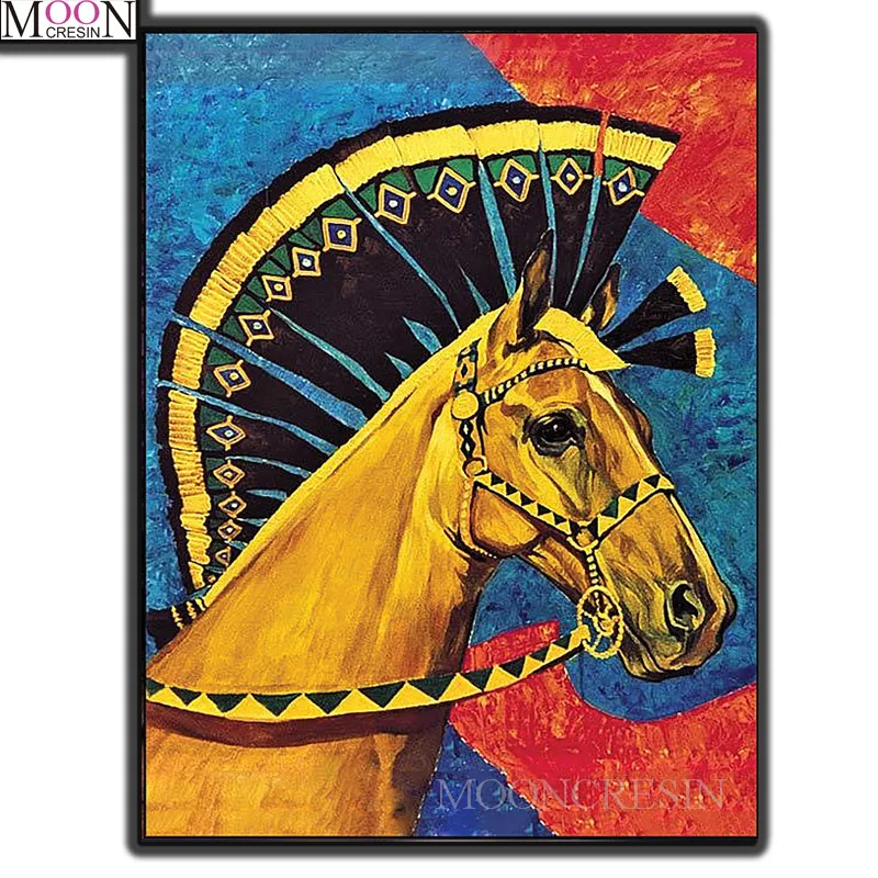 

MOONCRESIN Diy Diamond Painting Cross Stitch Royal Stables Horses Diamond Embroidery Square Full Drill Diamond Mosaic Decoration