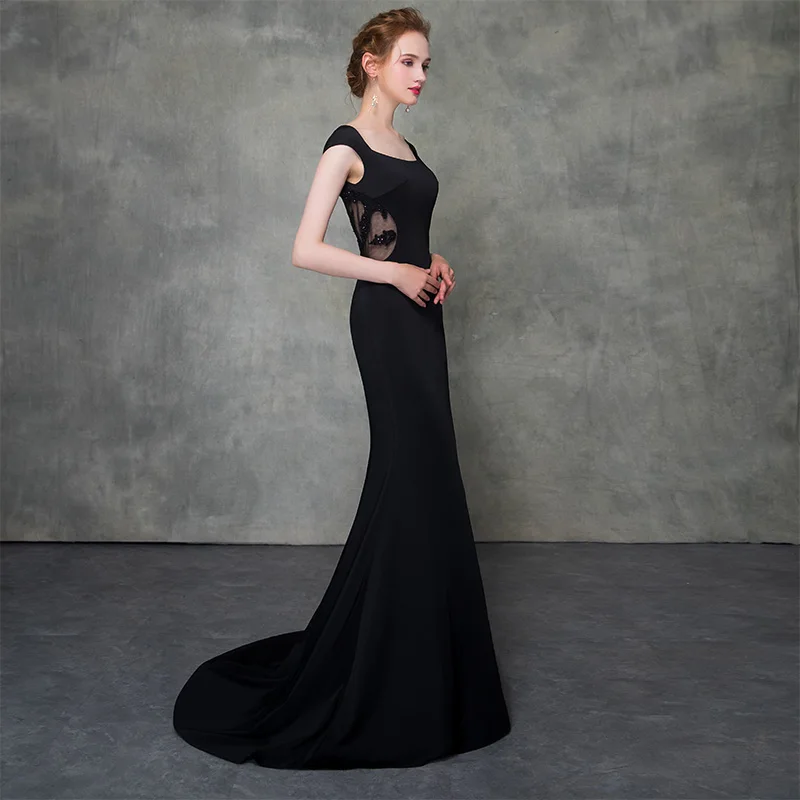 Vestido Formatura черная Русалка выпускное платье es квадратный воротник vestido de festa
