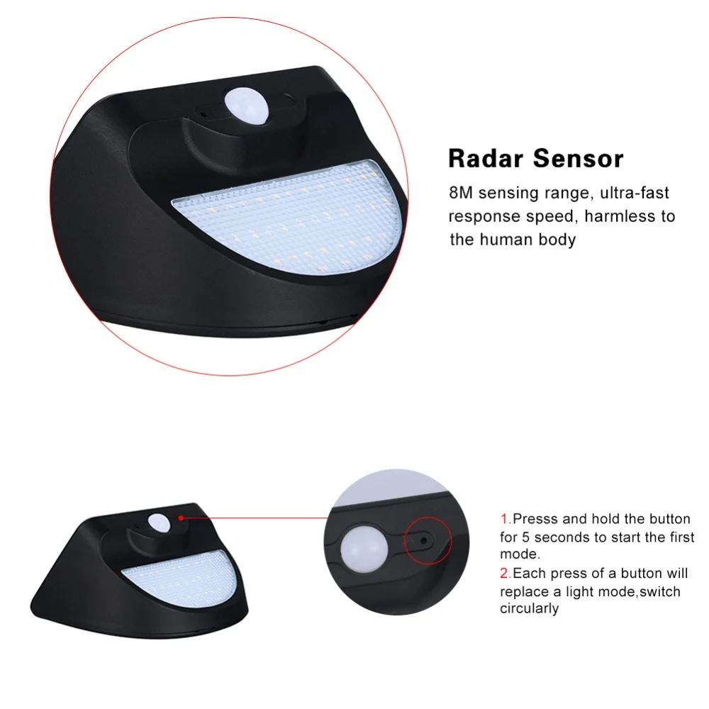 37 светодиодное ночное освещение водонепроницаемые солнечные огни широкий угол