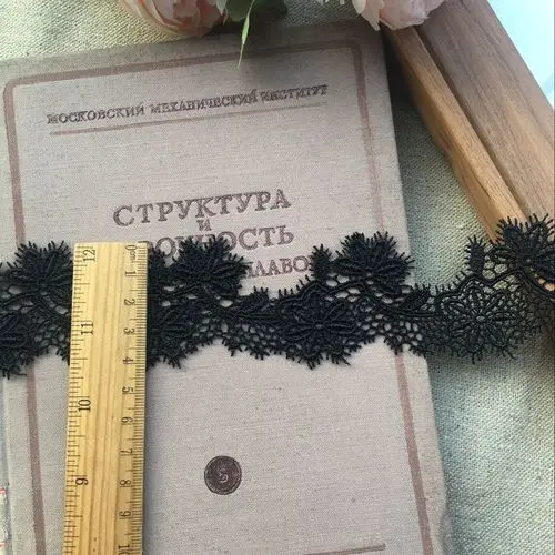 5 Yrads/лот полиэстер цветок кружева аксессуары Свадебные украшения ожерелье воротник рукава материал RS672 - Цвет: Black