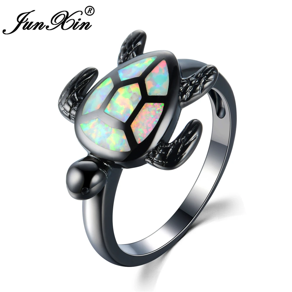 Бренд junxin женское кольцо с белым огненным опалом модное черепахой черное Золотое