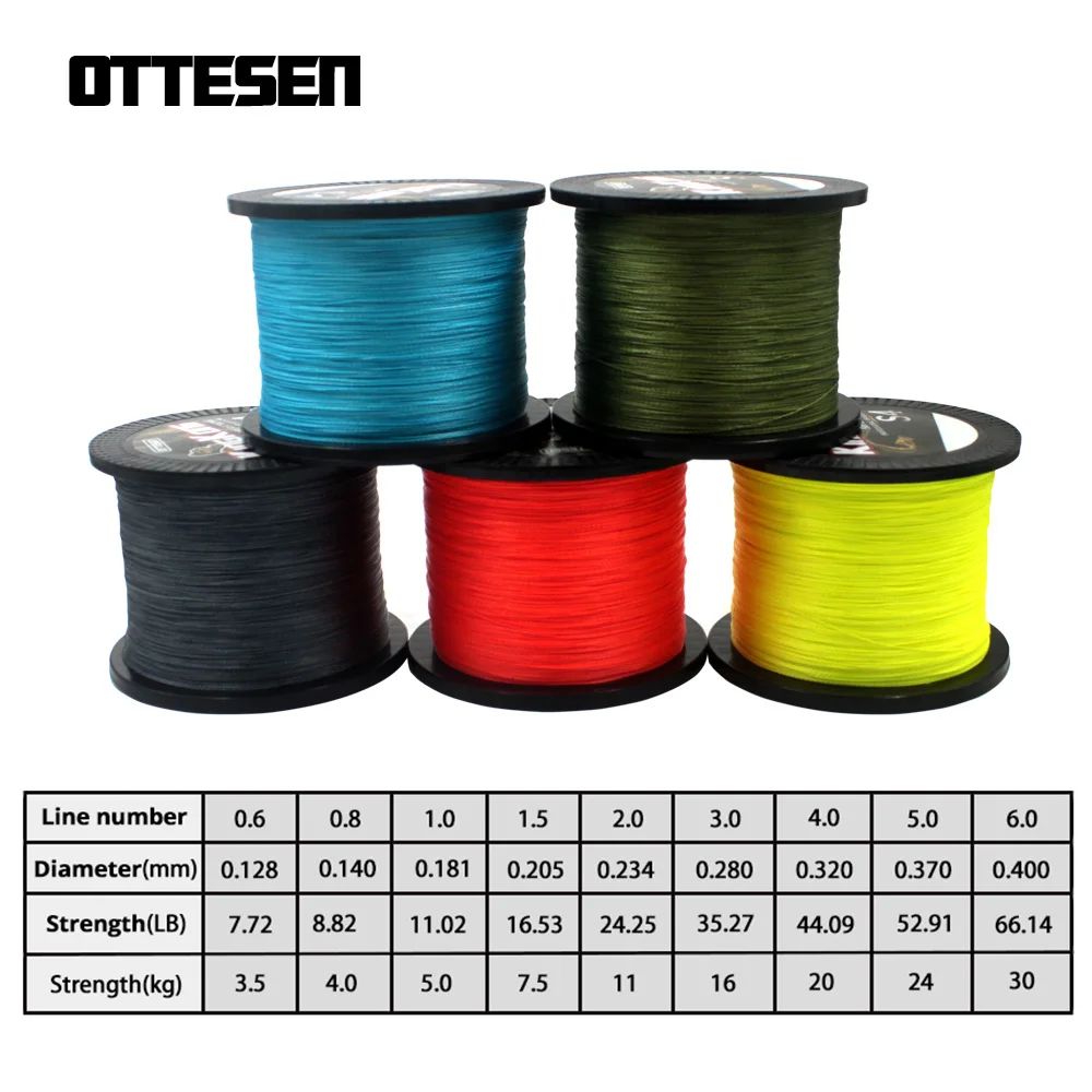 OTTESEN KingKong S4 серии 4 нити 1000 м плетеная леска Озеро Рыбалка 7.72LB-66.14LB ПЭ Multifilament лески