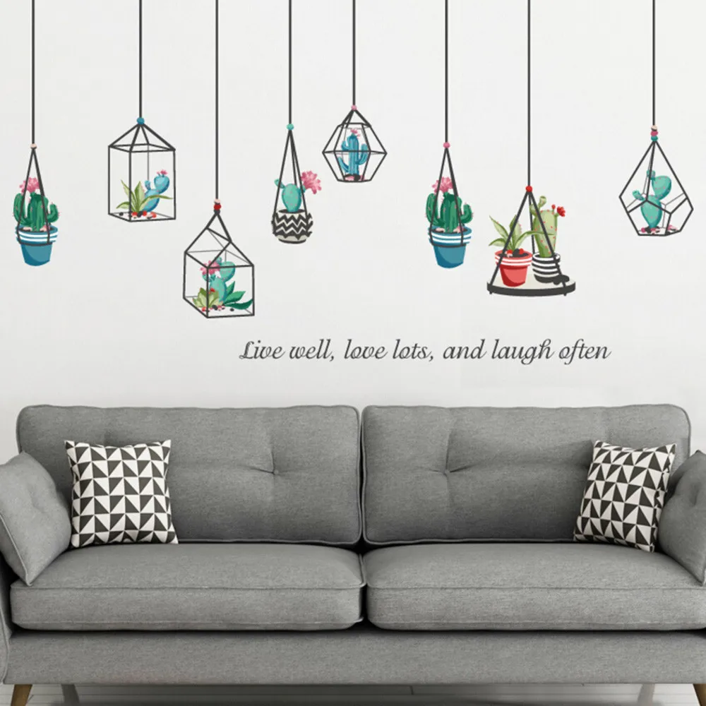Настенные наклейки украшение для дома сделай сам сочные растения люстра