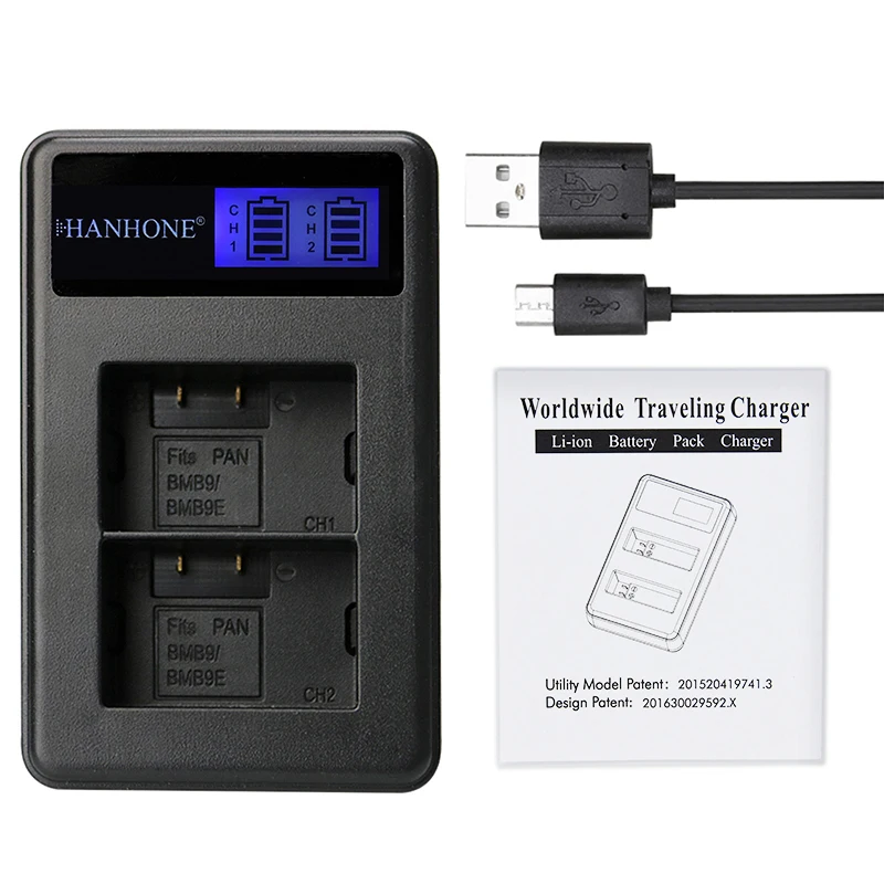 Зарядное устройство BMB9 BMB9E 2 слота ЖК дисплей USB двойное зарядное для