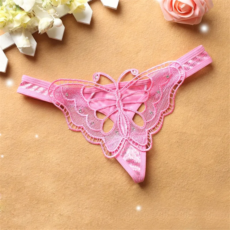 T - pants sexy shaped underwear Sexy stretch lady lure transparent butterfly embroidery |