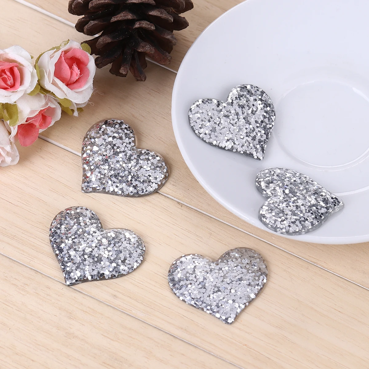 

Resin Pendants Heart Fuchsia Glitter 36mm(1 3/8") x 31mm(1 2/8"), 20 PCs