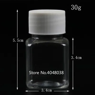 30g Square Прозрачный пластиковый флакон ПЭТ прозрачный пустой флакон 15/20/30/50 мл капсула контейнер для упаковки квадратные бутылки для многоразового использования - Цвет: 30g Square