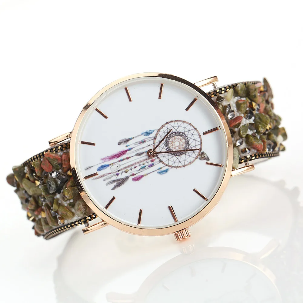 Райский 2017 1 шт. Новая мода обёрточная вокруг браслет часы булыжник синтетическая