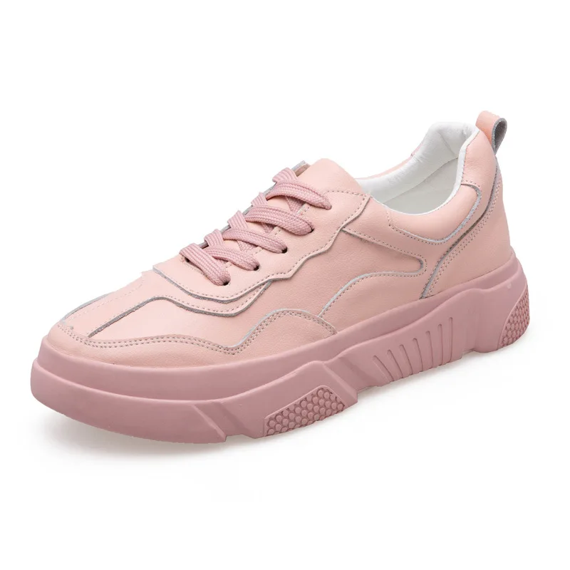 

New Soft Genuine Leather Women Casual Shoes Femme Spring Autumn Flat Shoes Women Sneakers Flats Fashion Lace-Up Breathable Woman