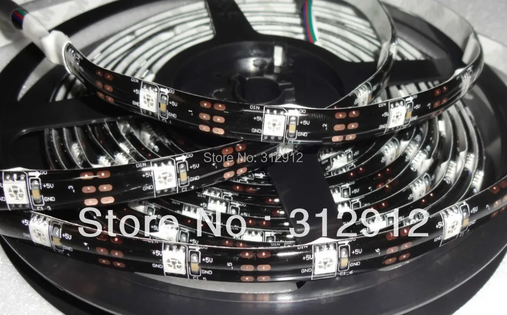 Светодиодная лента 5 м в пост. Тока INK1003 IP68 30 шт. 1002led(5050 RGB с IC)/м пикселей черная