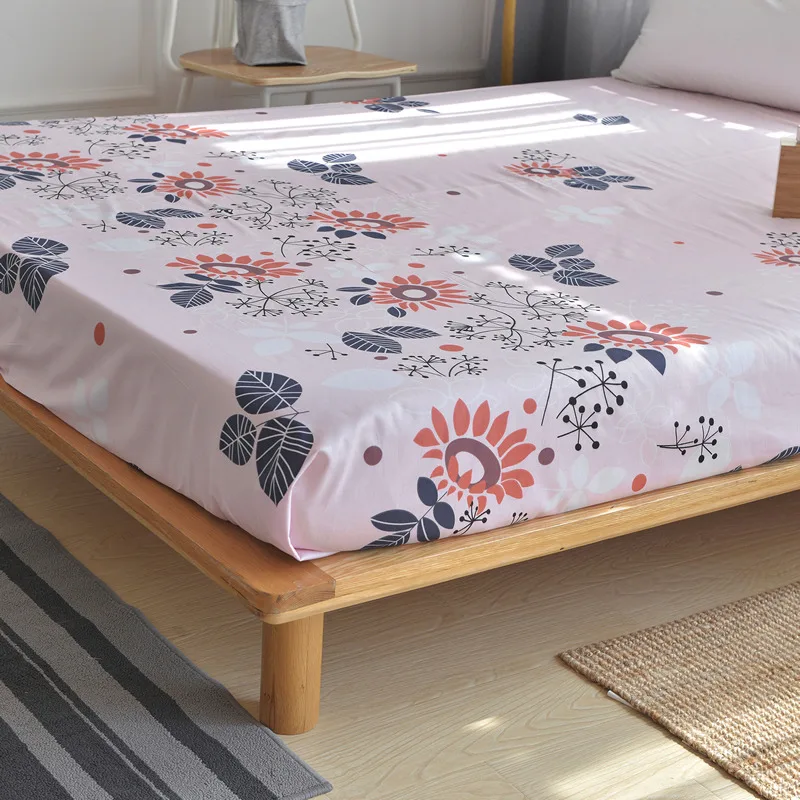 Новый дизайн розовые цветы простыня 100% хлопок наволочка с эластичной лентой